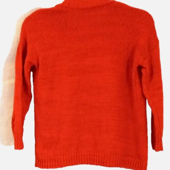 Orange Textured Knit Open Cardigan Women’s Small Crop Sweater 3/4 Sleeve Cotton - Picture 2 of 8